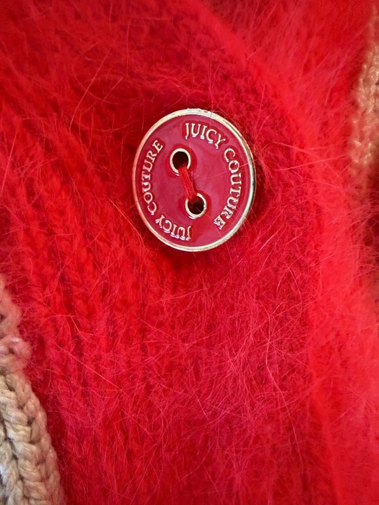 Juicy Couture Beige Cardigan with Bright Coral Trim - Picture 4 of 6